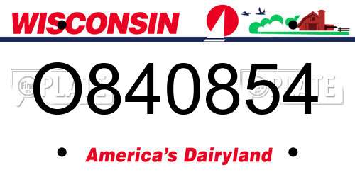 O840854 Wisconsin License Plate