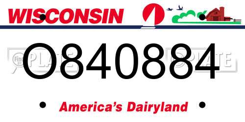 O840884 Wisconsin License Plate