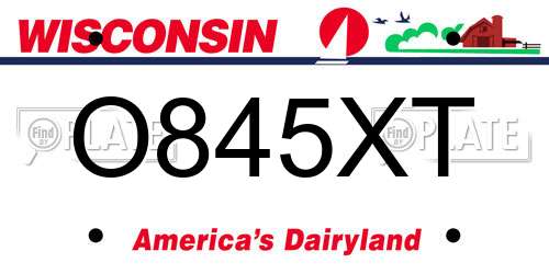 O845XT Wisconsin License Plate