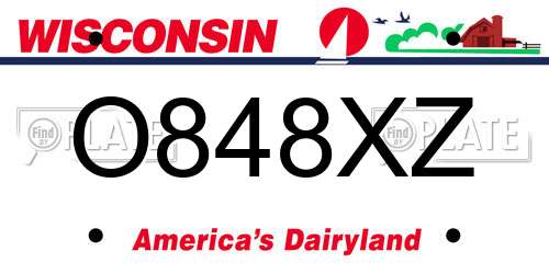 O848XZ Wisconsin License Plate