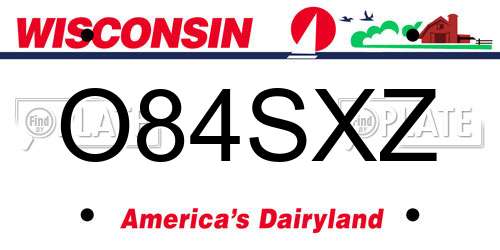 O84SXZ Wisconsin License Plate