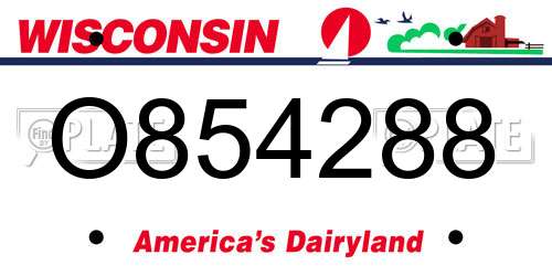 O854288 Wisconsin License Plate