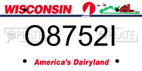 O8752I Wisconsin License Plate
