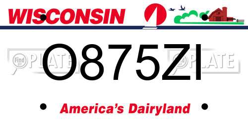 O875ZI Wisconsin License Plate