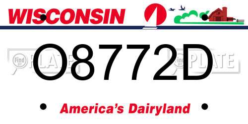 O8772D Wisconsin License Plate