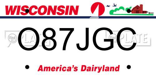 O87JGC Wisconsin License Plate
