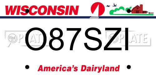 O87SZI Wisconsin License Plate