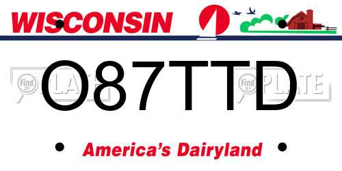 O87TTD Wisconsin License Plate