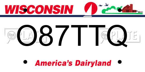 O87TTQ Wisconsin License Plate