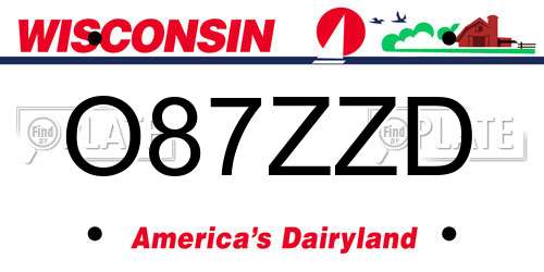 O87ZZD Wisconsin License Plate