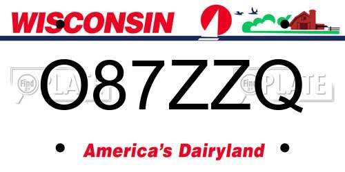 O87ZZQ Wisconsin License Plate