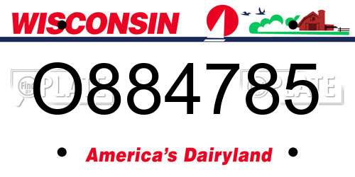 O884785 Wisconsin License Plate
