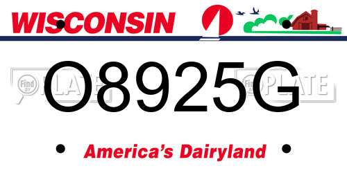 O8925G Wisconsin License Plate