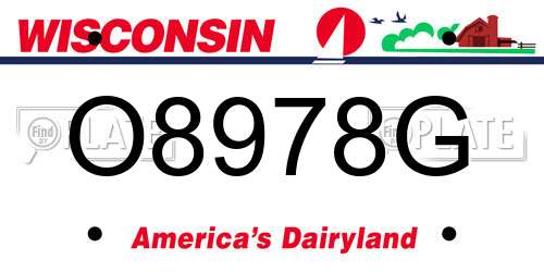 O8978G Wisconsin License Plate