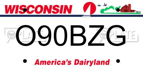 O90BZG Wisconsin License Plate