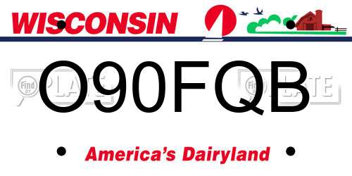O90FQB Wisconsin License Plate