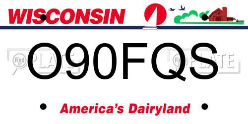O90FQS Wisconsin License Plate