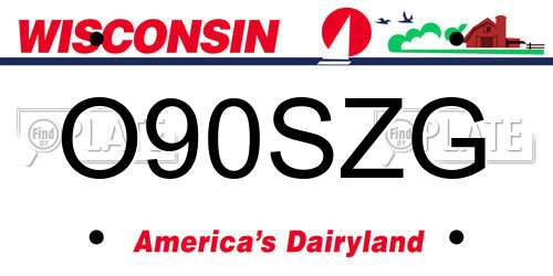 O90SZG Wisconsin License Plate