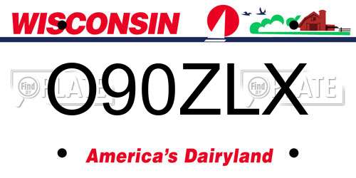 O90ZLX Wisconsin License Plate