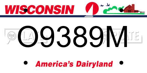 O9389M Wisconsin License Plate