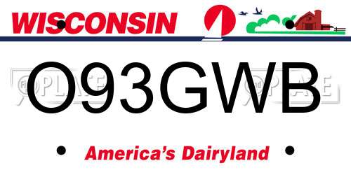 O93GWB Wisconsin License Plate