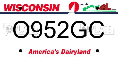 O952GC Wisconsin License Plate