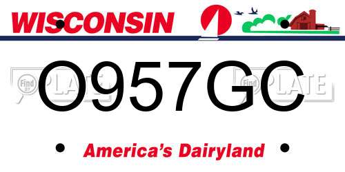 O957GC Wisconsin License Plate