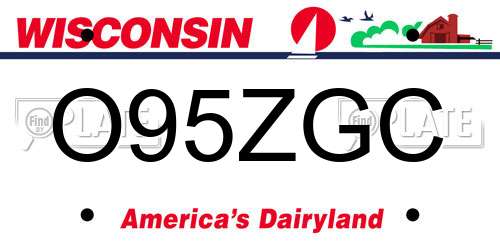 O95ZGC Wisconsin License Plate