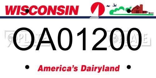 OA01200 Wisconsin License Plate