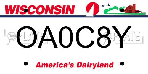 OA0C8Y Wisconsin License Plate