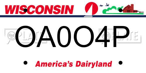 OA0O4P Wisconsin License Plate