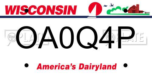 OA0Q4P Wisconsin License Plate