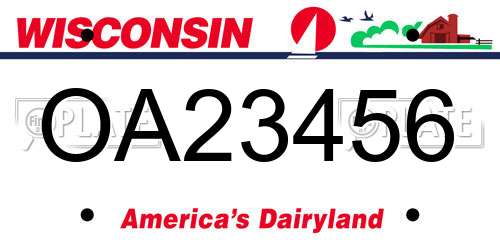 OA23456 Wisconsin License Plate