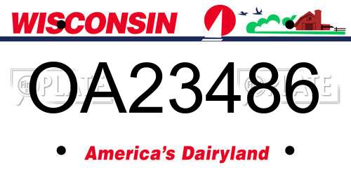 OA23486 Wisconsin License Plate