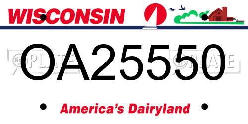 OA25550 Wisconsin License Plate