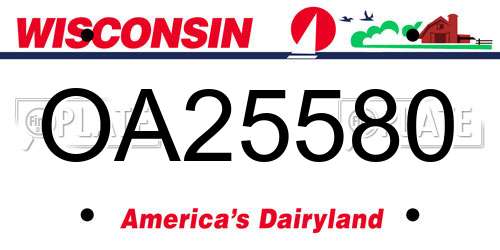 OA25580 Wisconsin License Plate