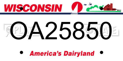 OA25850 Wisconsin License Plate
