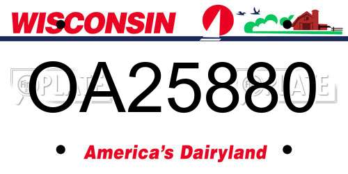 OA25880 Wisconsin License Plate