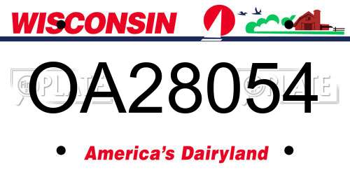 OA28054 Wisconsin License Plate