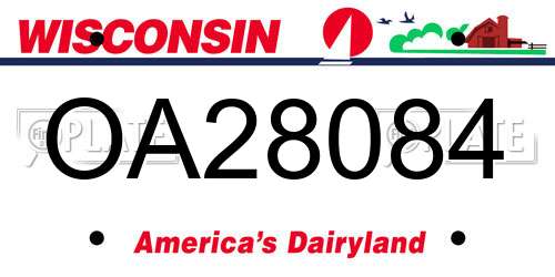 OA28084 Wisconsin License Plate