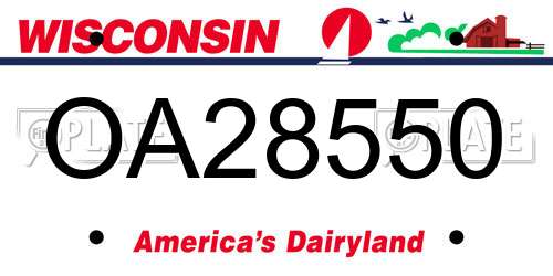 OA28550 Wisconsin License Plate