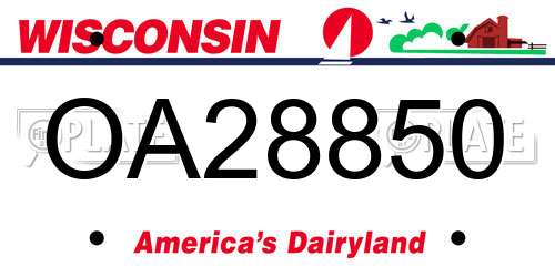 OA28850 Wisconsin License Plate