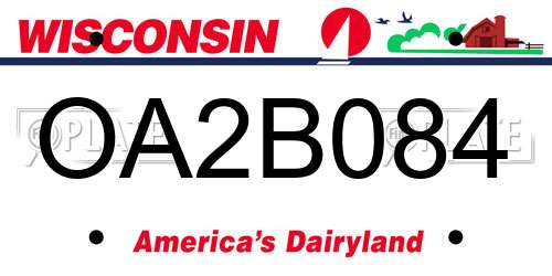 OA2B084 Wisconsin License Plate
