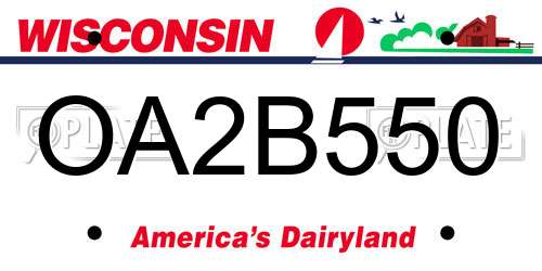 OA2B550 Wisconsin License Plate