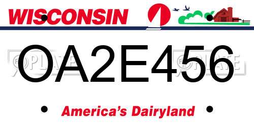 OA2E456 Wisconsin License Plate