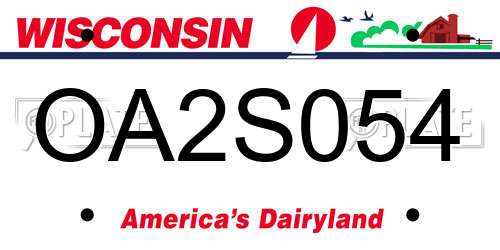 OA2S054 Wisconsin License Plate