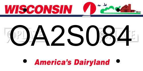 OA2S084 Wisconsin License Plate