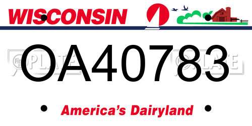 OA40783 Wisconsin License Plate