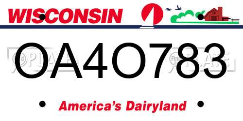 OA4O783 Wisconsin License Plate