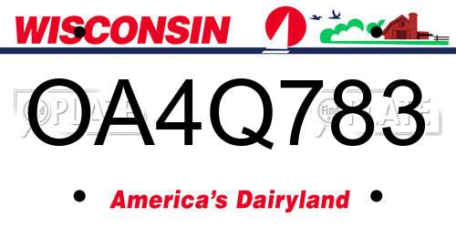 OA4Q783 Wisconsin License Plate